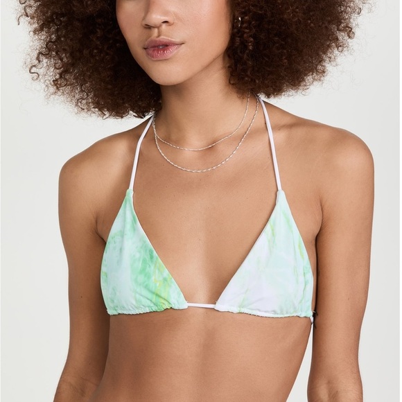 Good American Other - NWT Good American Matte Tiny Ties Triangle Green Marble Bathing Suit Swim Top